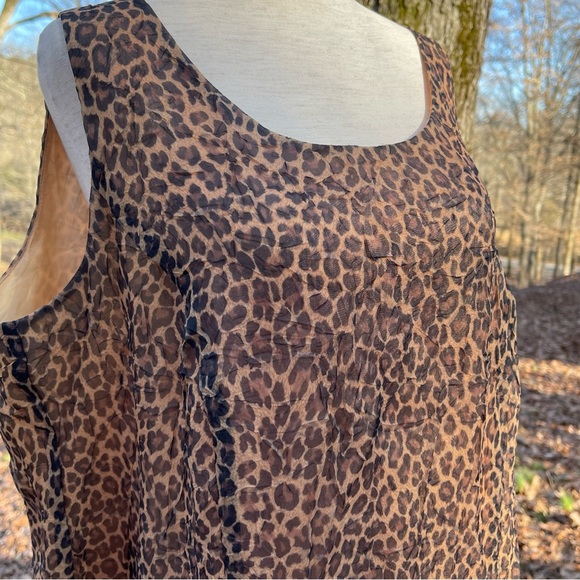 Handmade Leopard Print Crepe Scoop Neck Maxi Dress Size XL - 2XL - Picture 6 of 8